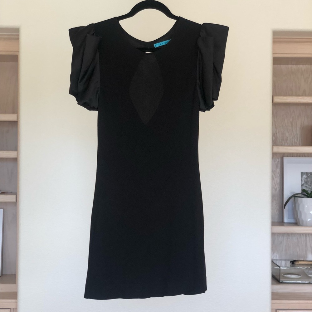 Alice and Olivia puff sleeve little black dress